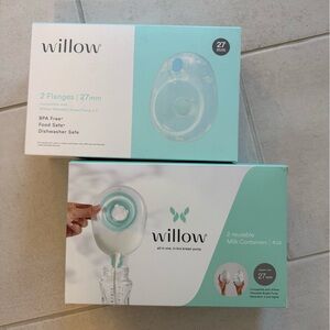 Willow Pump Accessories Bundle – 27mm Flanges + 4oz Milk Containers NEW